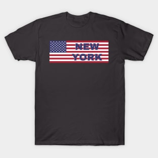 New York State in American Flag T-Shirt